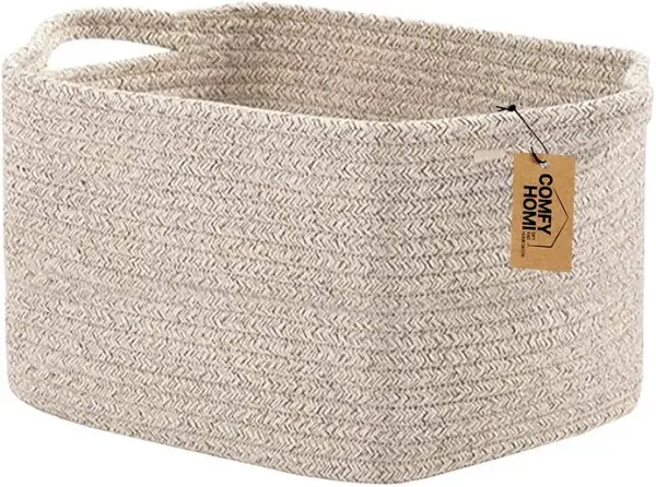 COMFY-HOMI Storage Basket for Shelves, Woven Baskets for Storage, Cotton Rope Basket for toys,Towel Baskets, Toy Storage Organizer, Storage Cube Bin