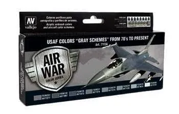 Vallejo Paint 71156 USAF Colors Gray Schemes 70&#039;s to Present 8 Paints   0.58 oz