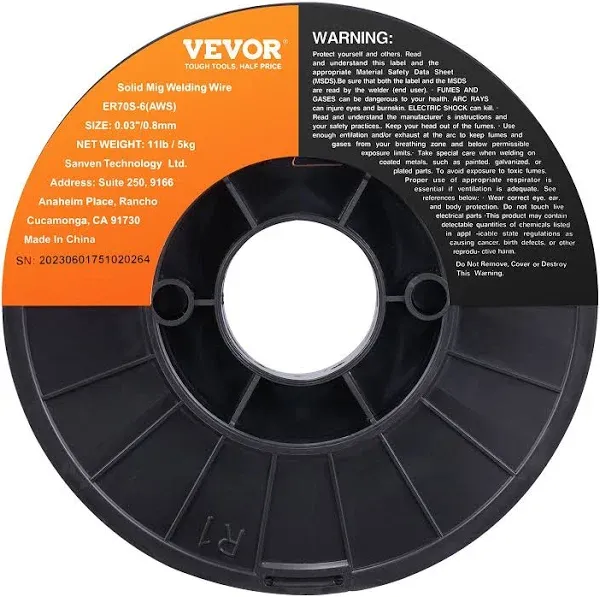 VEVOR Solid MIG Welding Wire ER70S-6 11LBS Mild Steel