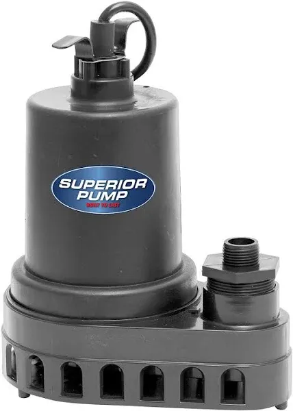 Superior Pump 91570 3300GPH Thermoplastic Submersible Utility Pump with 10-Foot 