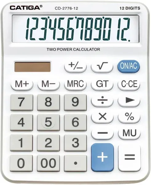 Premium Commercial 12-Digit Large Desktop Calculator with Huge 5-Inch LCD Dis...