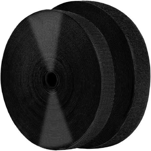 Durable 1 Inch x 82 Ft Black Hook and Loop Tape - Heavy-Duty Adhesive Strips