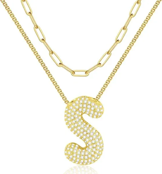 BaubleBar Pave Bubble Initial Pendant Necklace