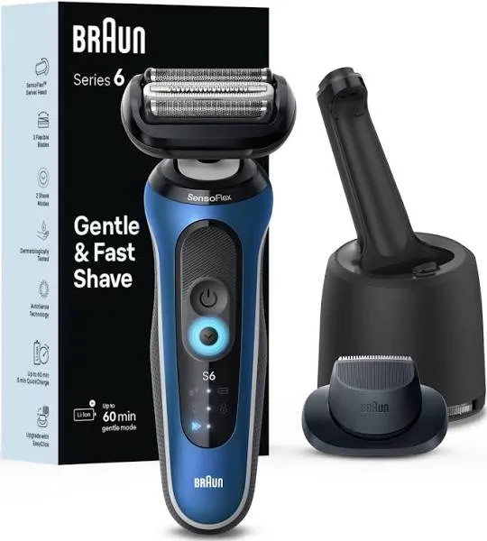 Braun Electric Shaver for Men, Series 6 6172cc, Wet &amp; Dry Shave, Blue