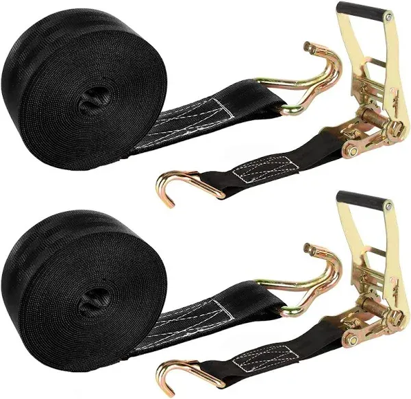 2 Pack 2 Inch Ratchet Straps Heavy Duty 20ft Tie Down Straps Ratchet with Double J Hook, 8000 LBS Break Strength, Cargo Ratchet Straps for Moving, Truck, Trailers, Motorcycles, Kayaks, Car Roof