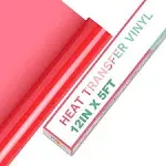 Heat Transfer Vinyl 12" x 5 ft Roll HTVRONT Color: Red