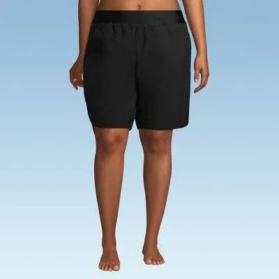 Lands' End Women's Plus Size 9" Quick Dry Modest Swim Shorts with Panty