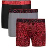 Boys' Under Armour Performance Tech Boxer Briefs Underwear 3 Pack Small Steel