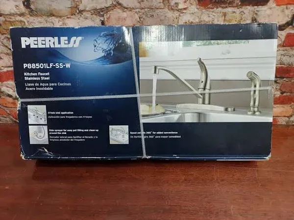 2015 Peerless P88501LF-SS-W Single Kitchen Faucet Stainless Steel W Side Sprayer