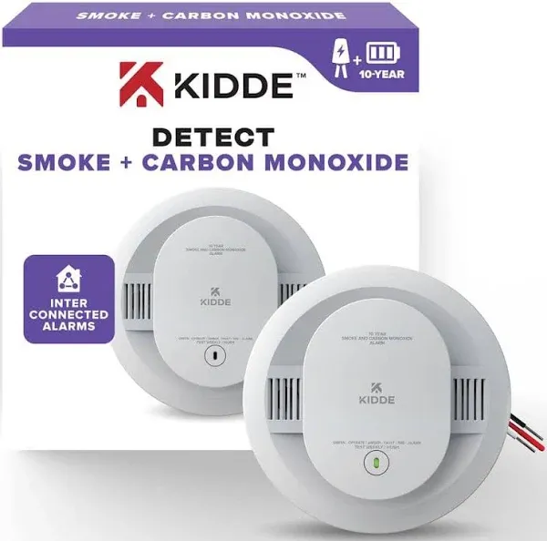 Kidde Combination Smoke and Carbon Monoxide Detector with Interconnected Alarm and LED Warning Lights