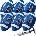 Franklin Sports Junior Size Rubber Football - 6 Pack Deflated with Pump, Blue