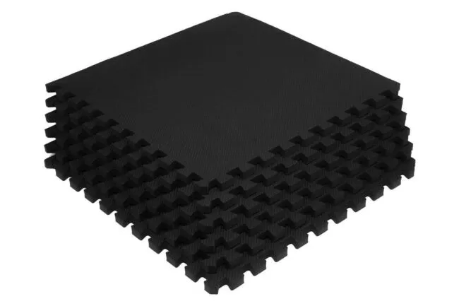 ProsourceFit Exercise Puzzle Mat 1-in, 72 Sq ft - 18 Tiles - Black