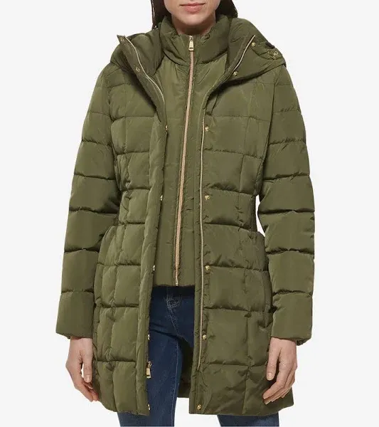 Cole Haan Hooded Down &amp; Feather Jacket Olive Color - Size Small - Duplicate