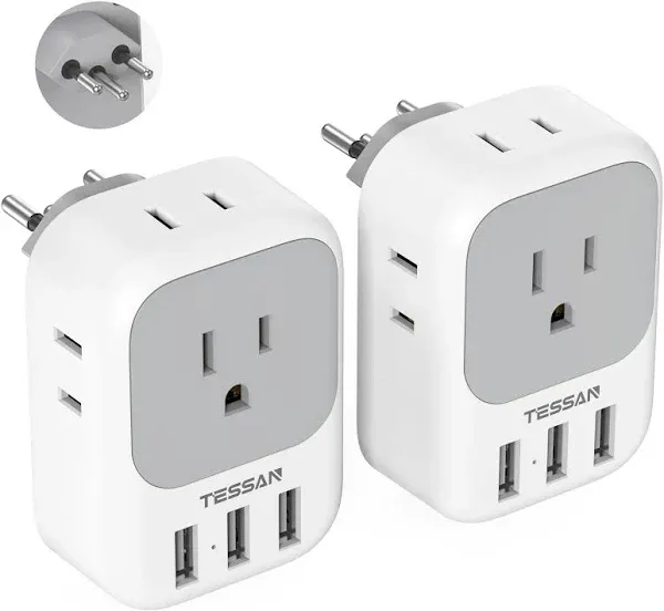 TESSAN Italy Power Adapter 2 Pack