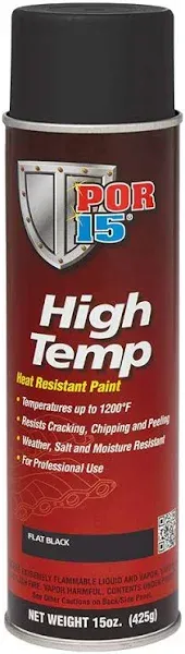 POR-15 High Temperature Paint - Flat Black - 15 fl. Oz. - High Heat Resistant Paint - Withstands Temperatures Of 1200°F | Weather & Moisture Resistant