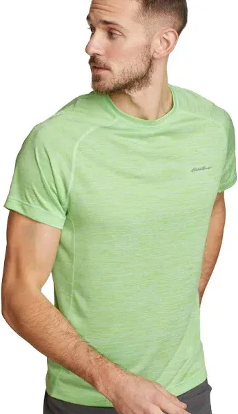 Eddie Bauer Small Mens Blue Heathered Resolution Short-Sleeve Free Dry T-Shirt.