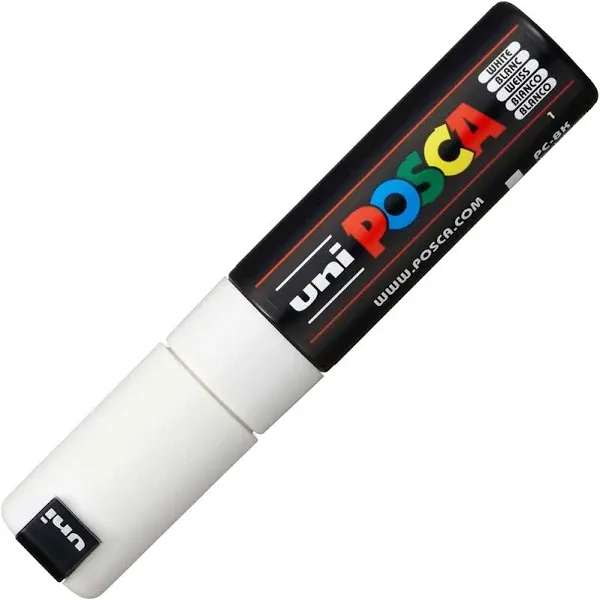 UNI POSCA PC-8K CHISEL TIP MARKER PEN- WHITE (BOX OF 6)