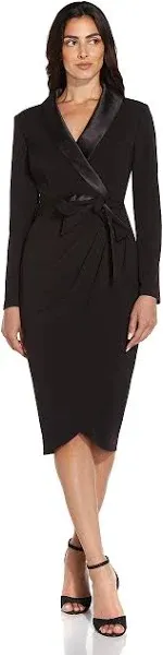 Adrianna Papell Women's Tuxedo Wrap Sheath Dress