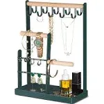 ProCase Jewelry Stand Necklace Holder, 4-Tier Jewelry Tower Rack with Earring Tray and Holes, 10 Hooks Necklaces Hanging Storage Tree Display