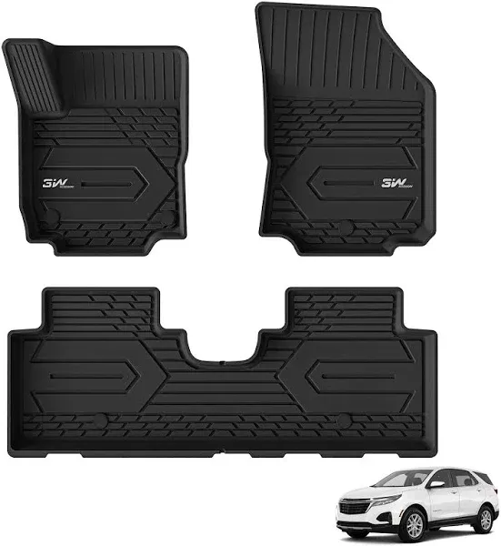 3W 2018-2023 2024 Chevy Equinox Floor Mats/GMC Terrain Floor Mats, TPE All Weather Custom Fit for Chevrolet Equinox/GMC Terrain Denali Accessories 1st and 2nd Row Full Set Car mats