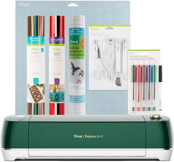 Cricut Explore Air 2 Cutting Machine (Emerald) | Ultimate Starter Kit