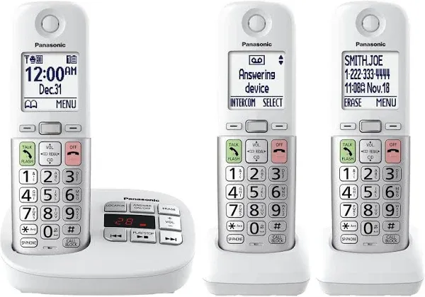 Panasonic Cordless Phone, Easy to Use with Large Display and Big Buttons, Flashi