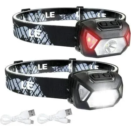 LE Headlamp Rechargeable, LED Head Lamp with 6 Modes for Camping &amp; Hiking Gear 