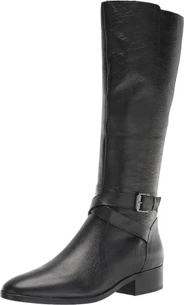 NATURALIZER Womens Black WrapaBuckled Straps Rena Almond Leather Riding Boot 6 M