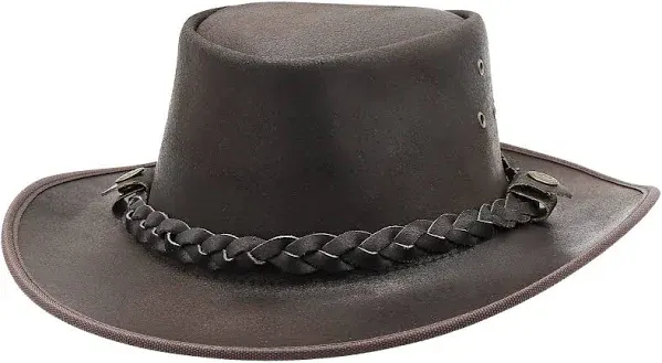 SideWinder Austrailian Genuine Leather Western Style Cowboy Hat Wide Brim Real Water Resistant Outback Vintage