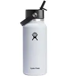 Hydro Flask 32 oz. Wide Mouth Flex Straw Cap Bottle White