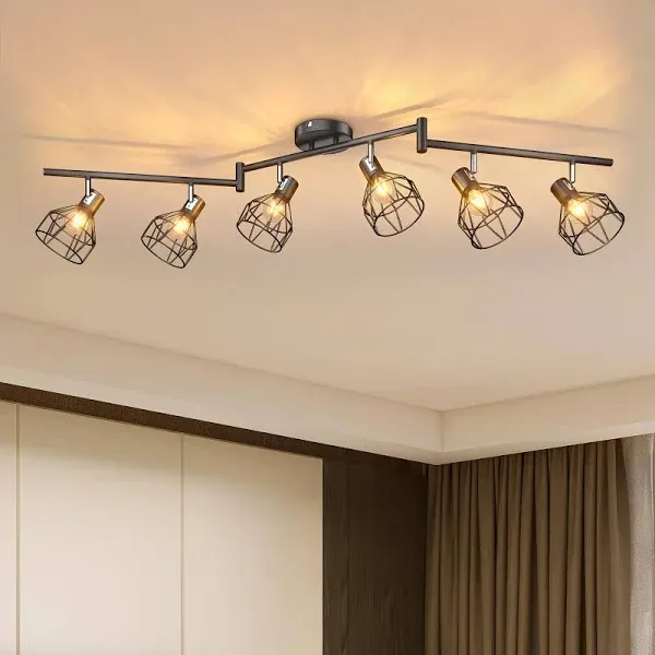 6-Light Track Lighting Kits, Adjustable Track Lighting Fixtures Ceiling Kitch...