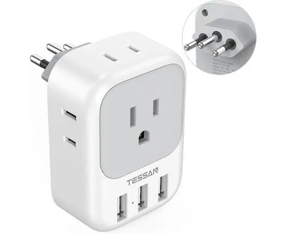 TESSAN Brazil Power Plug Adapter, US to Brazil Outlet Adapter with 4 American Ou