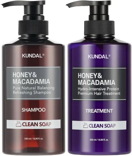 KUNDAL Natural Hair Shampoo and Conditioner Set [Baby Powder] - Nourish, Strengthen, Repair Hair with Honey, Argan Oil, Macadamia Oil, Sulfate-Free 500ml 2Set (16.9 fl oz 2 Set)