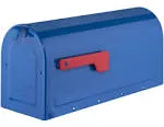 Architectural Mailboxes MB1 Post Mount Mailbox Blue with Red