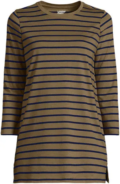 Lands' End Women's 3/4 Sleeve Supima Cotton Crewneck Tunic