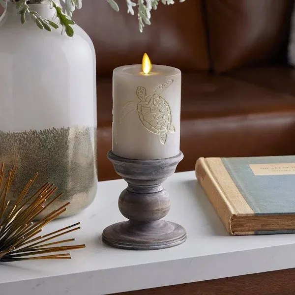 Luminara Sandy Grey Sea Turtle Flameless Candle Pillar