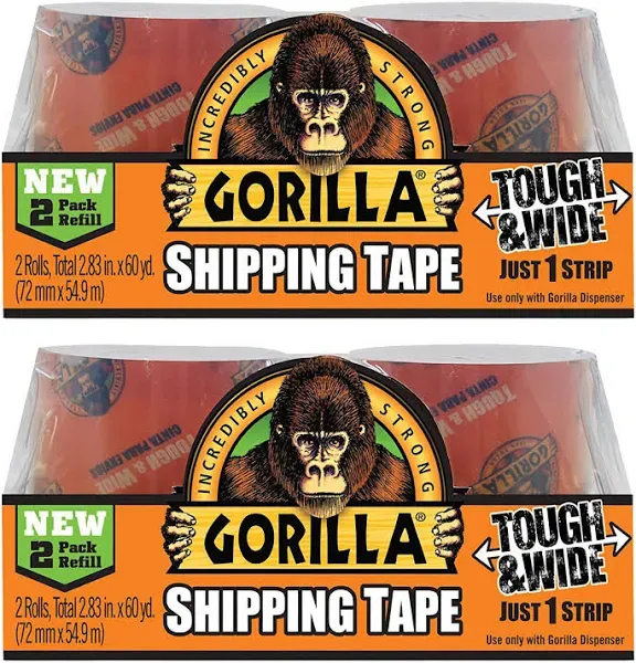 Gorilla Packing Tape Tough & Wide Refill for Moving, Shipping and Storage