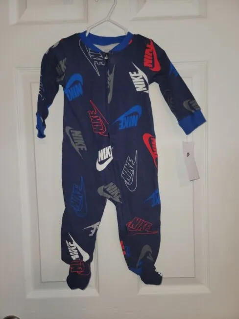 Baby Nike Logo Zip Footed Sleep & Play One Piece Pajamas Boy's