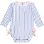 RuffleButts Baby Girls Seersucker Long Sleeve Rash Guard