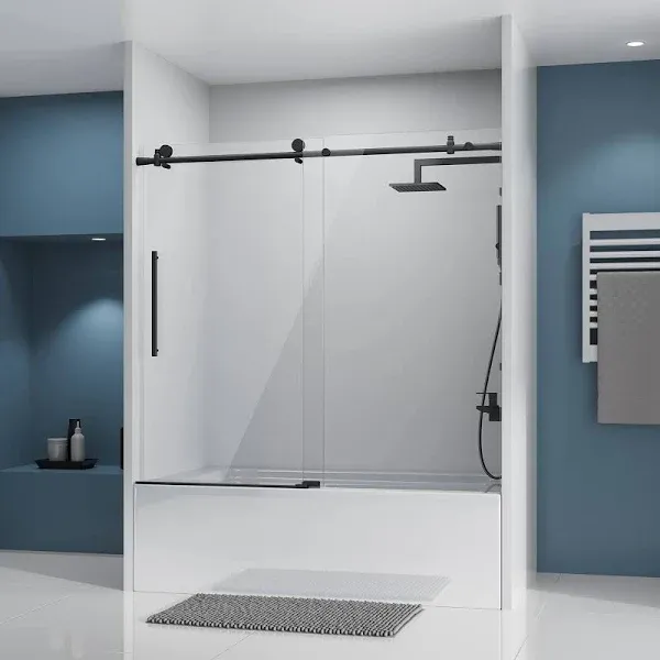 DELAVIN 56-60&#034; W X 59&#034; H Frameless Sliding Bathtub Door, Tub Shower Door, Bathtu