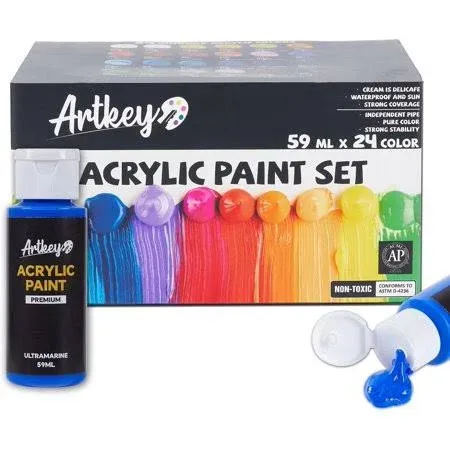 Vibrant 24-Bottle Acrylic Paint Set - Ultimate Non-Toxic Art Supplies for All