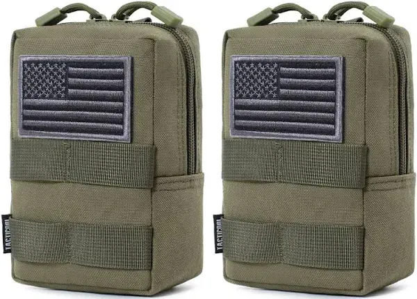 Tactical Durable Molle Pouches - Versatile EDC Pack - Army Green - 2 Pack