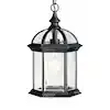 KICHLER Barrie 1-Light Black Outdoor Porch Hanging Pendant Light with Clear Beveled Glass Panels (1-Pack) 9835BK