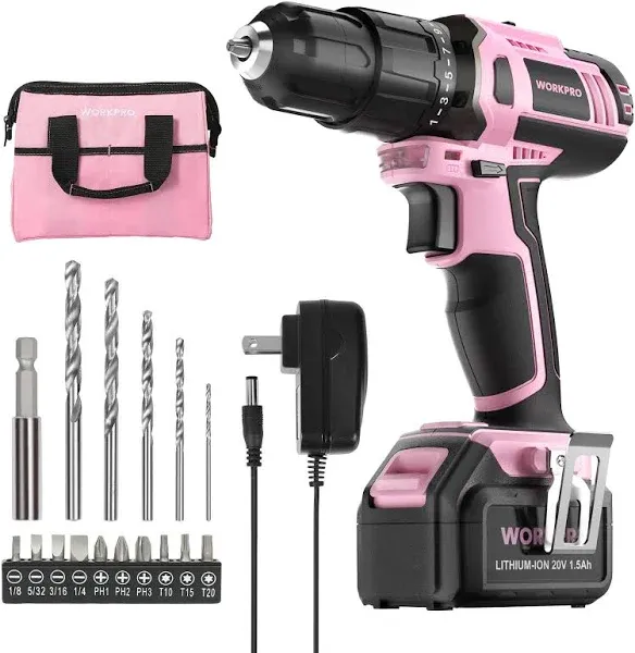 Pink Drill Set for Women 20V Cordless Drill Driver Tool Kit for Women Li-Ion New