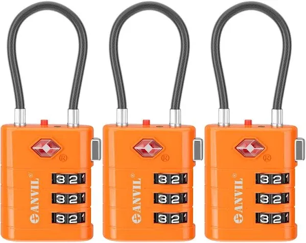 TSA Approved Cable Luggage Locks, Re-settable Combination with Alloy Body