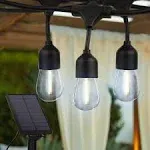 Brightech 12-Bulb LED AmbiencePro Solar Remote 1W 3000K Outdoor Hanging String Lights Clear Bulb Black Wire