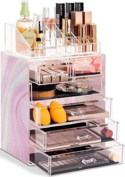 Sorbus Clear Cosmetic Makeup Organizer - Make Up & Jewelry Storage, Case & Display - Spacious Design - Great for Dresser, Bathroom, Vanity & Counterto