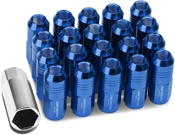 M12 x 1.25 Closed End Design 20-Piece Aluminum Alloy Wheel Lug Nuts Wheel Lug Nuts + Deep Drive Extension (Blue)