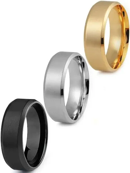 Jstyle Men's Stainless Steel Wedding Ring Set of 3