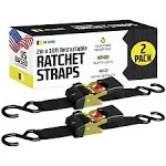 DC Cargo Retractable Ratchet Strap Tie Down Straps w/ S-Hooks 2" x 10' 2-Pack